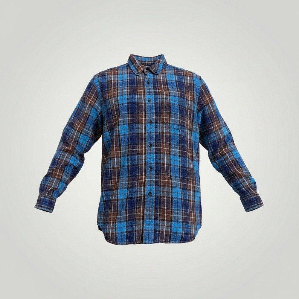 LL Bean Flannel Shirt Men Large Blue Plaid Traditional Fit Outdoor Heritage